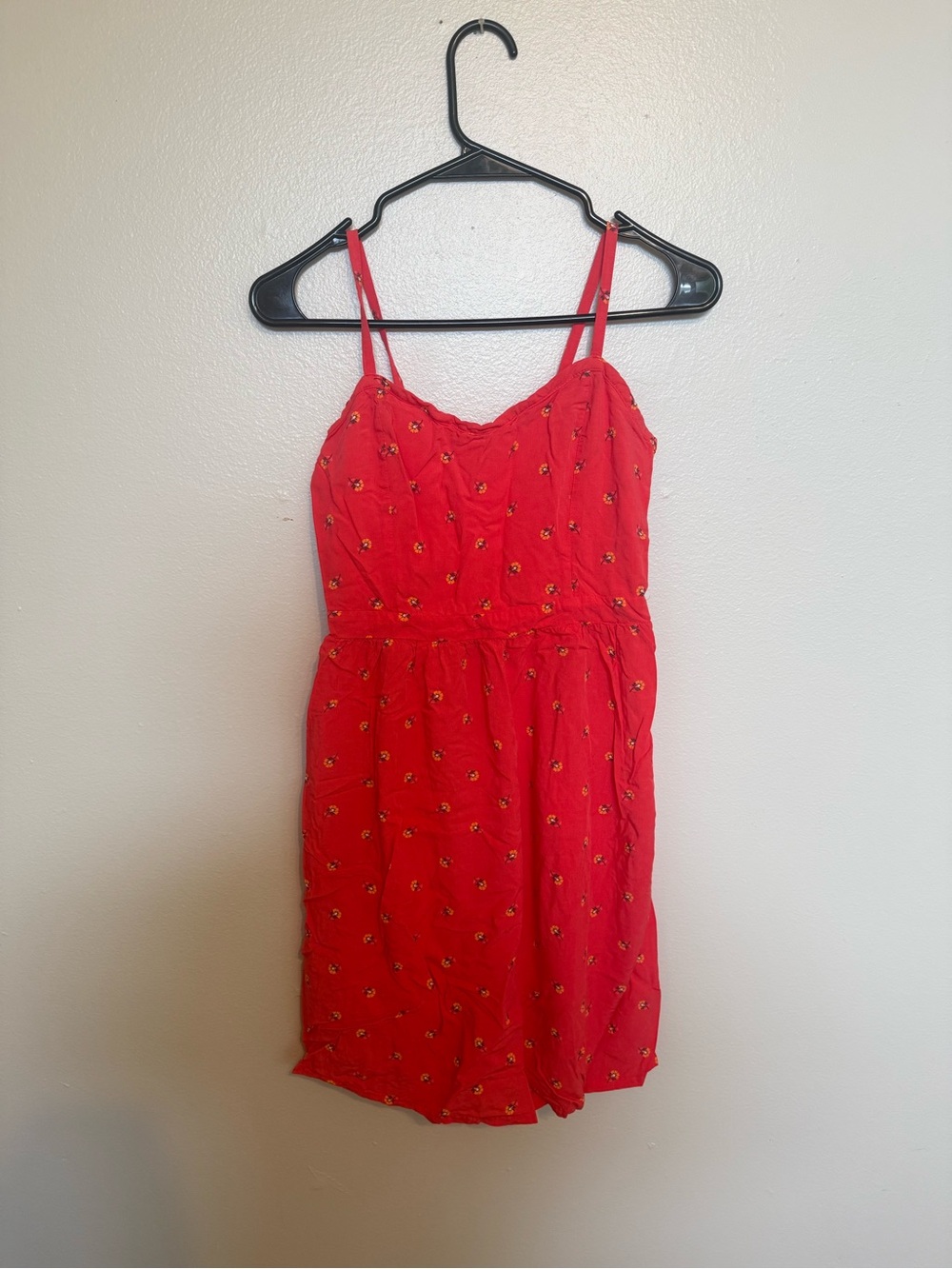 Old Navy Red Floral Spaghetti-Strap Mini Dress